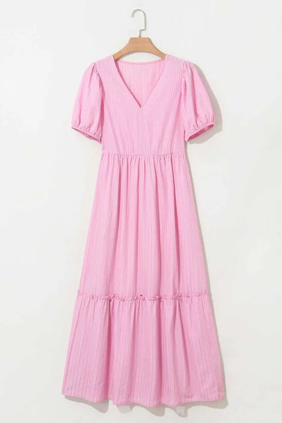 Romantic pink stripe maxi dress dresses