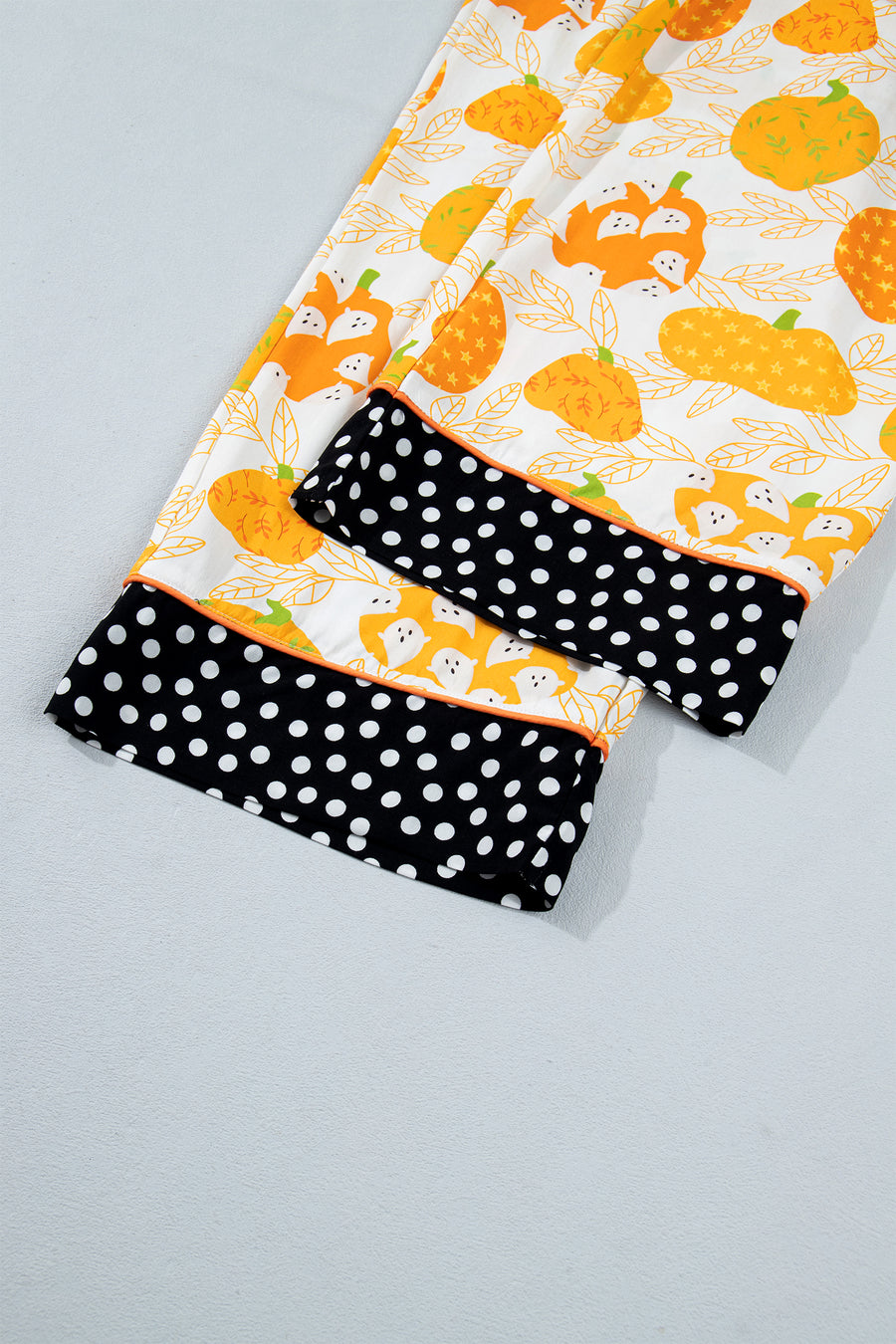 Pumpkin Print Polka Dot Trim Short Sleeve Lounge Set Women UK