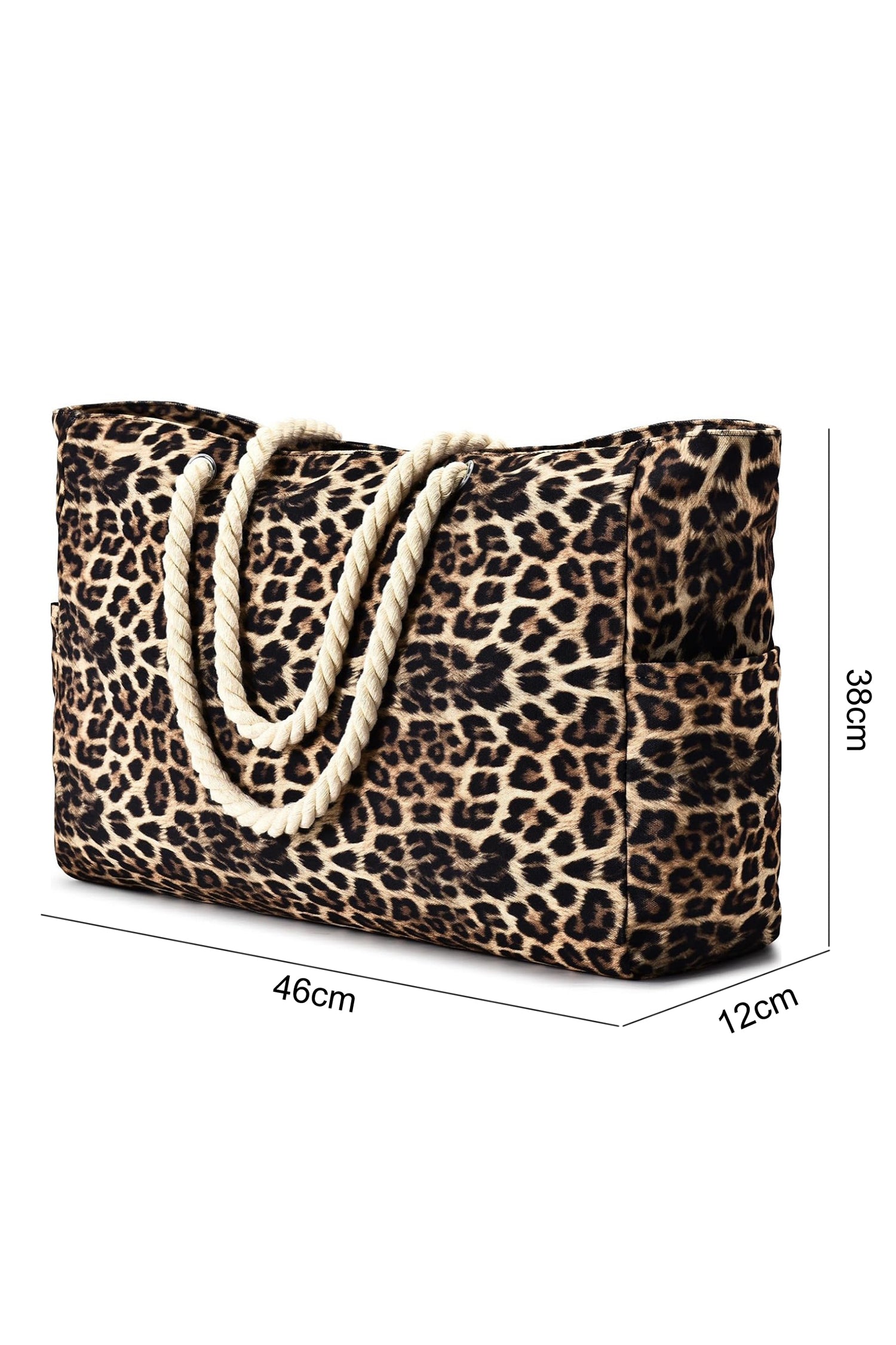 Leopard Print Rope Strap Large Tote Bag Women UK