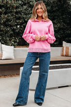 Embroidered Flower Snap Sweatshirt