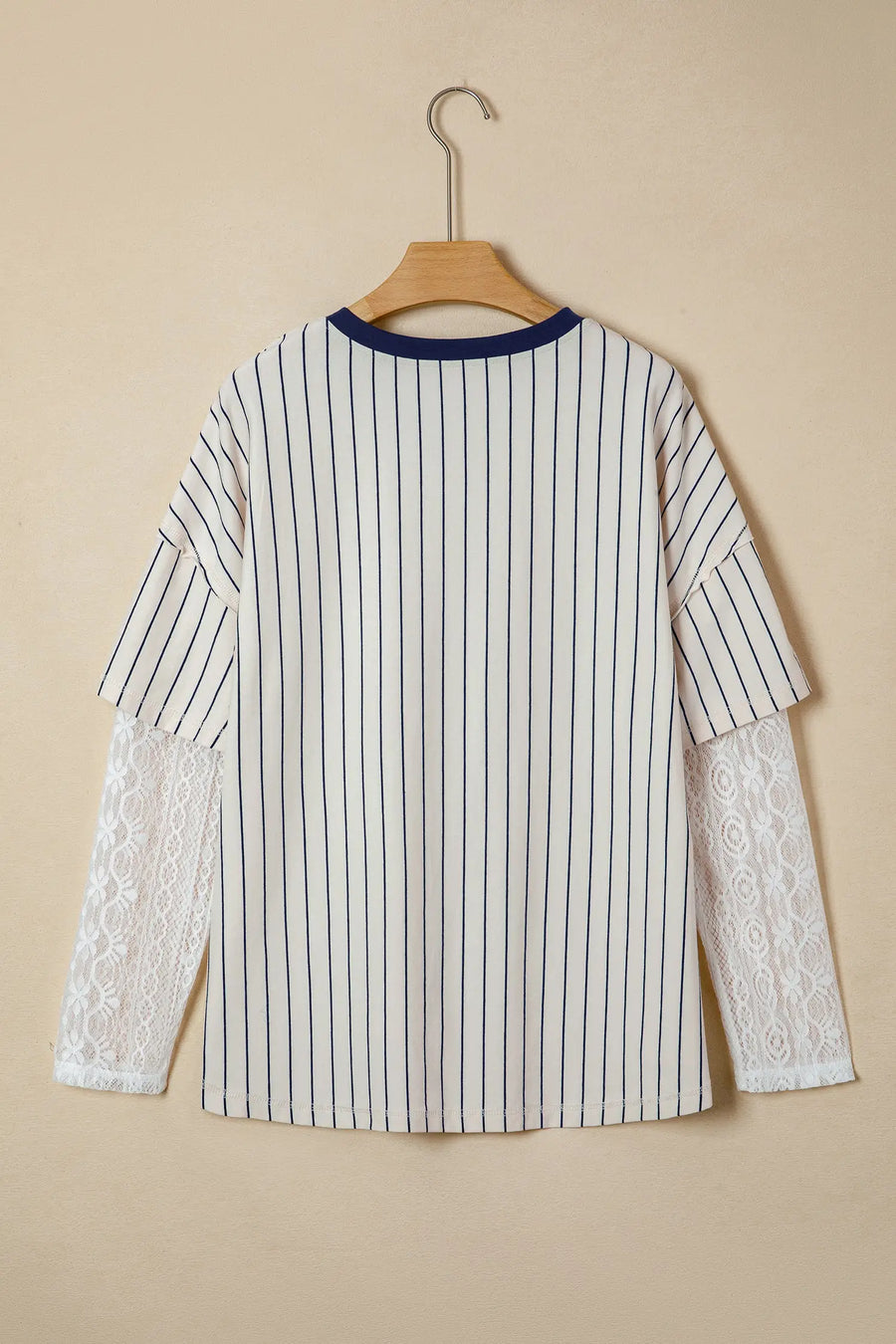 Blue Stripe 88 LOS ANGEL Lace Patchwork V Neck Top Women UK