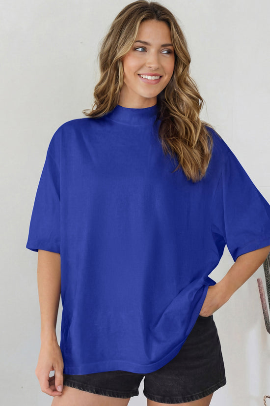 Solid Colour Oversized High Neck Tee Women UK
