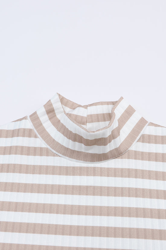Striped Textured Knit Long Sleeve Tee