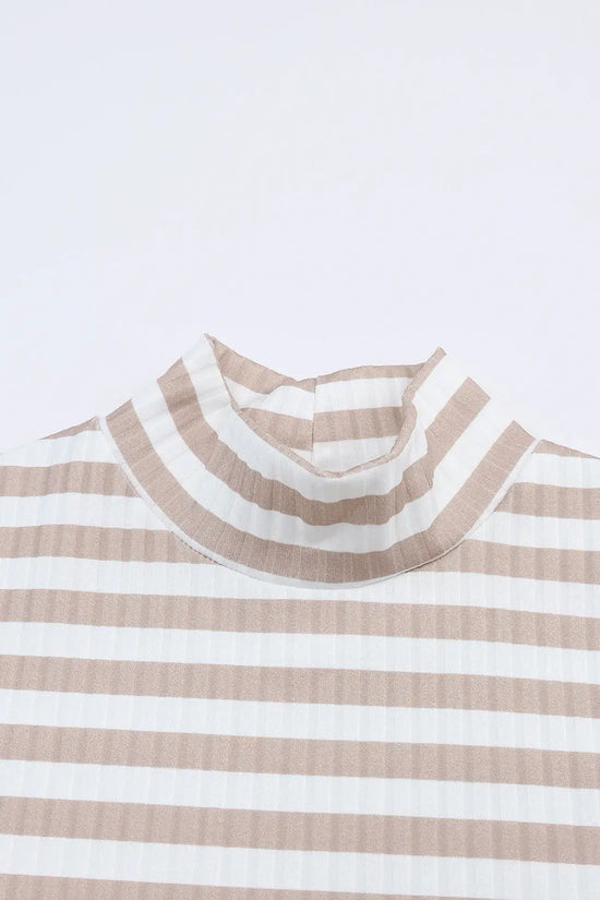 Striped textured knit long sleeve tee clothing tops