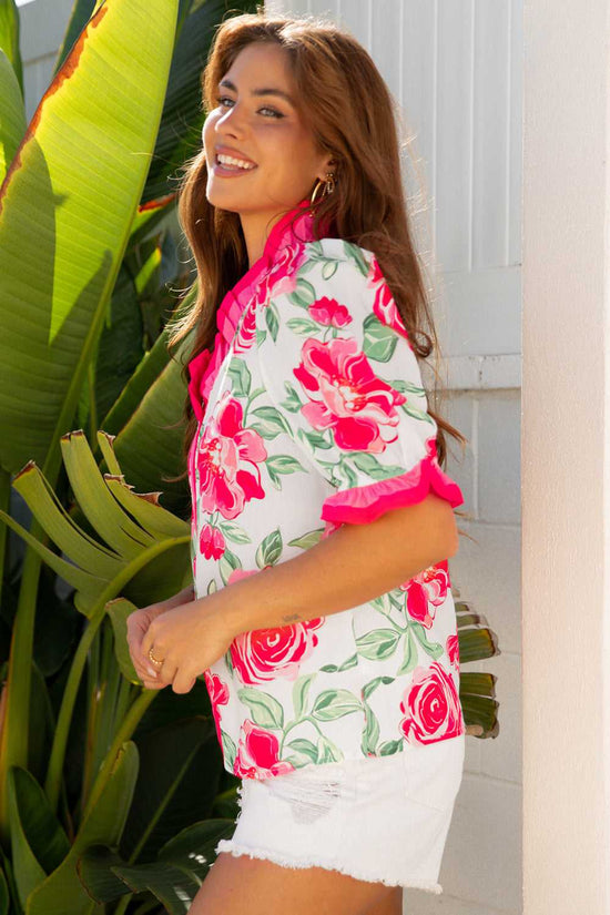 Fashionfitz Rosy Bloom Frill Blouse for Trendy Looks