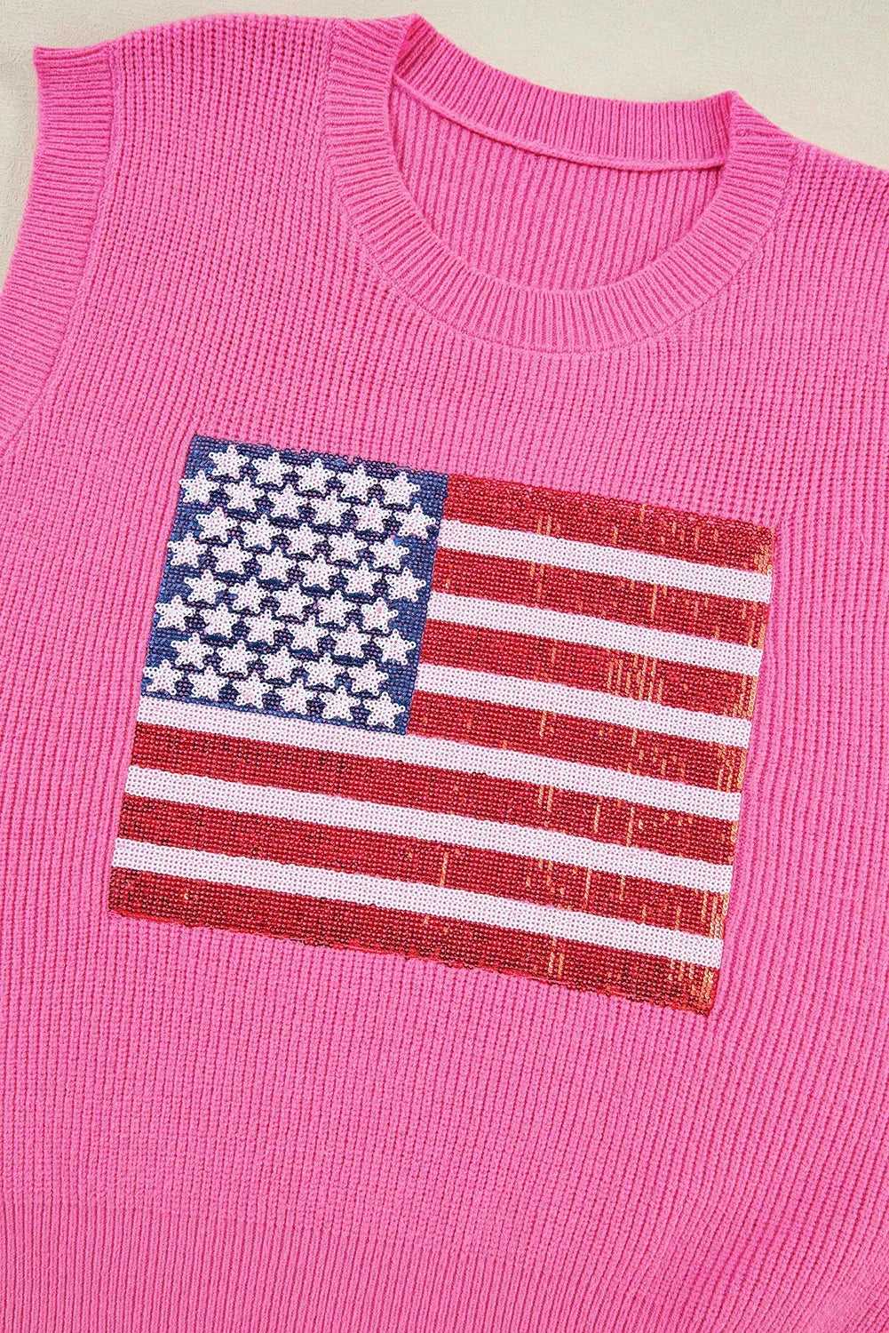 American Flag Knitted Vest - Bonbon Sparkling - Fashionfitz