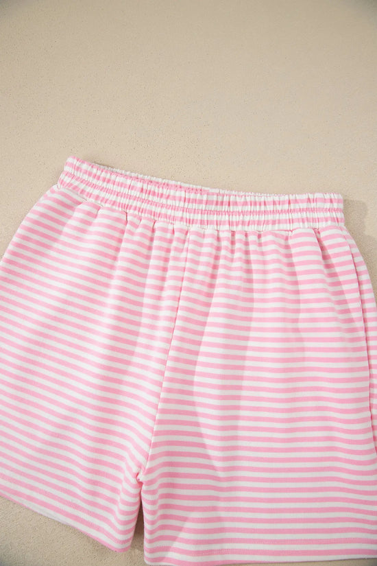 Stripe oversize mock neck sweatshirt & shorts co-ord set outfit sets