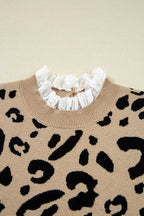 Leopard Lace Cuff Knit Sweater