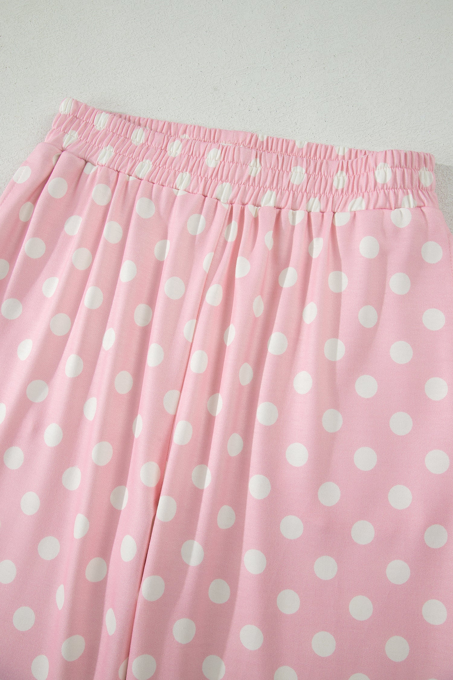 Polka Dot Mock Neck Short Sleeve Top & Shift Trousers Co-Ord Set