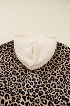 Leopard Print Waffle Knit Kangaroo Hoodie