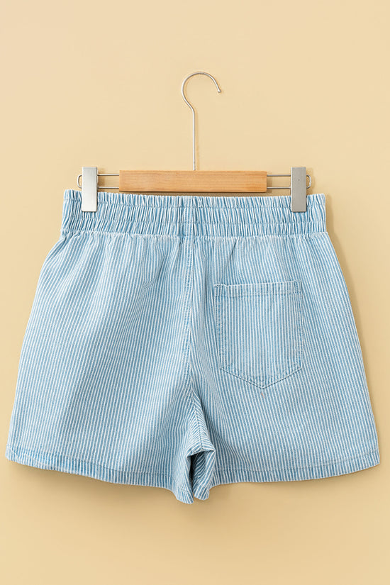 Stripe Plus Size Denim Shorts Women UK | Drawstring
