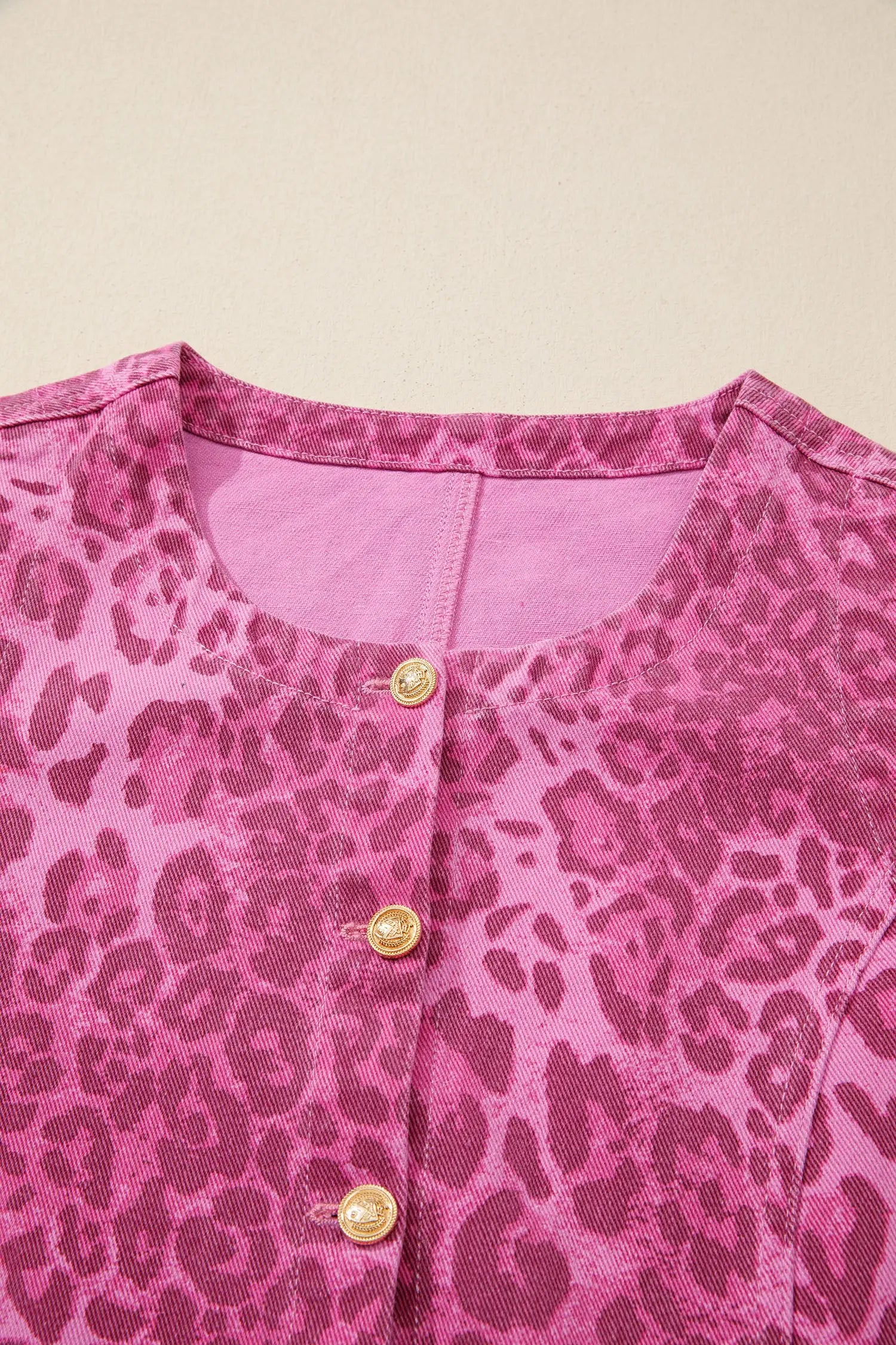 Leopard print denim shift dress button front sleeveless mini pockets dresses