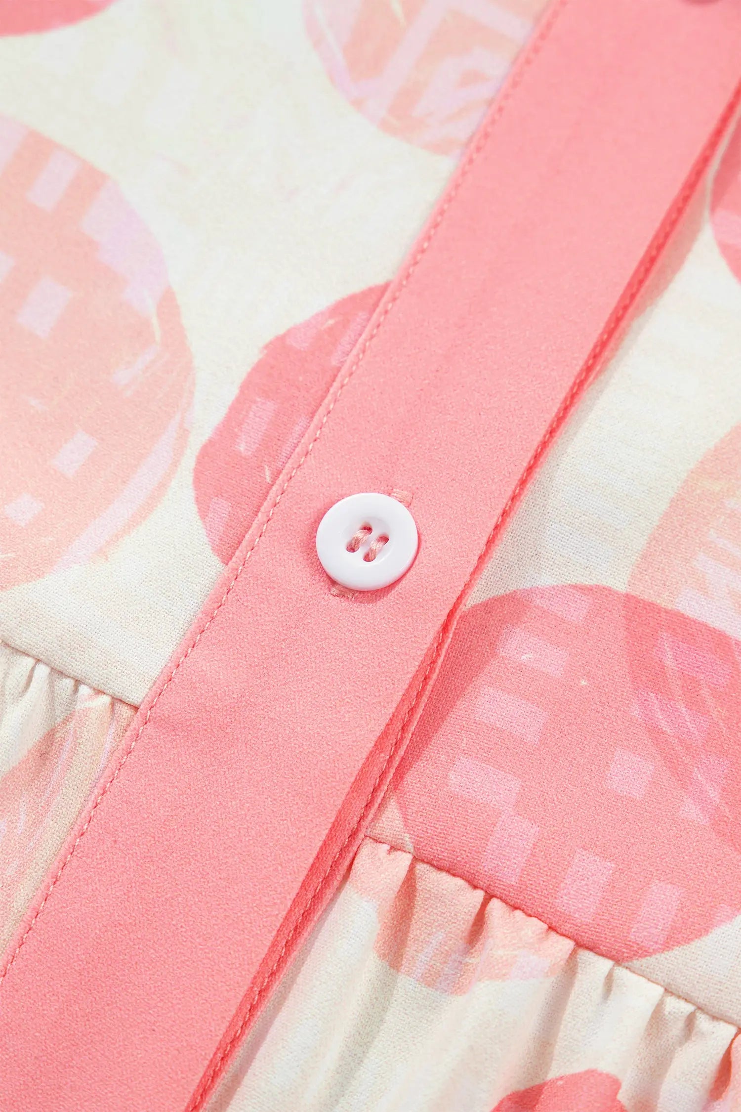 Polka dot ruffle sleeve babydoll shirt button front collar pink shirts