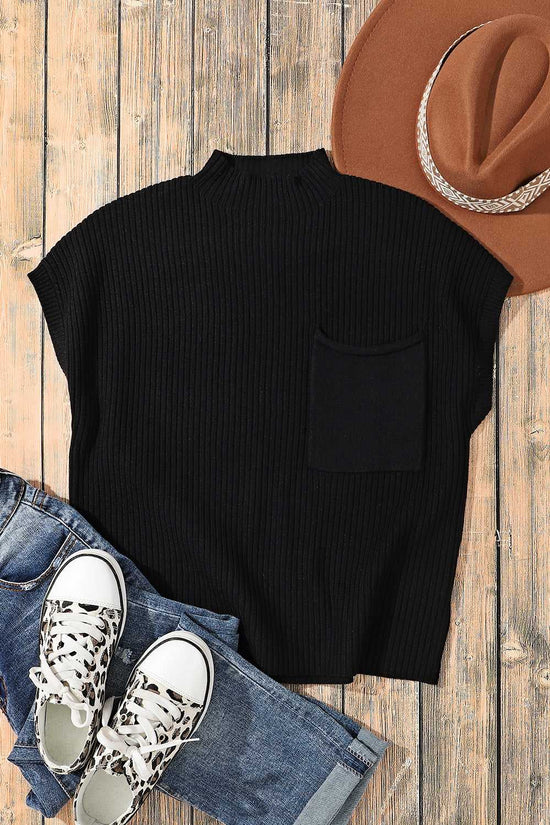Ribbed Knit Short Sleeve Sweater