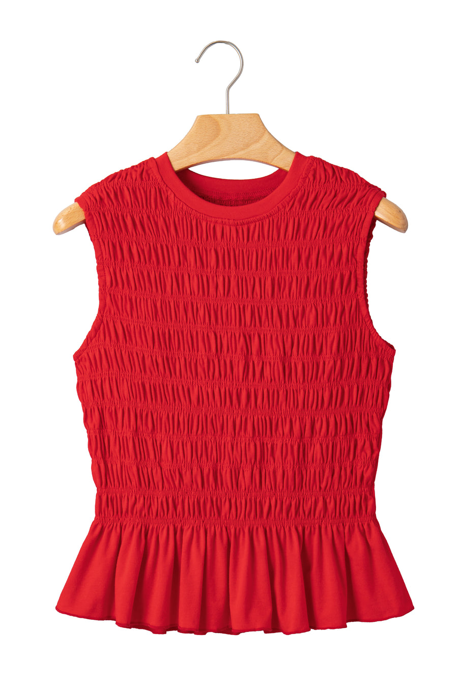 Smoke Gray Shirred Ruffle Hem Tank Top Women UK