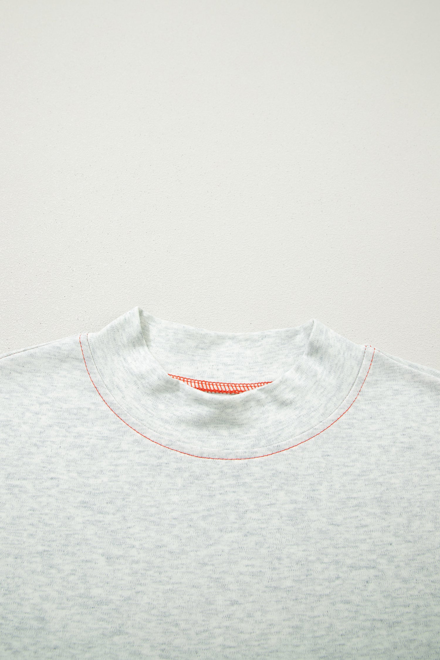 Reversible Contrast Stitch Drop Shoulder High Neck Short Sleeve Tee