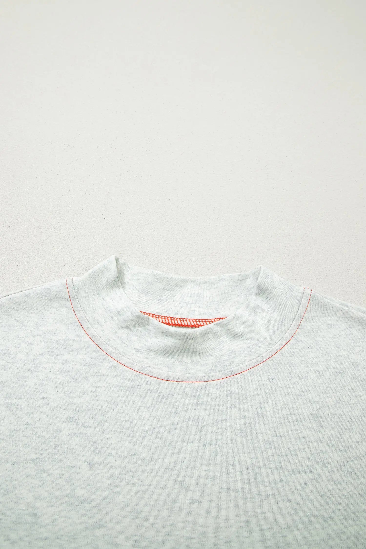 Reversible Contrast Stitch Drop Shoulder High Neck Short Sleeve Tee