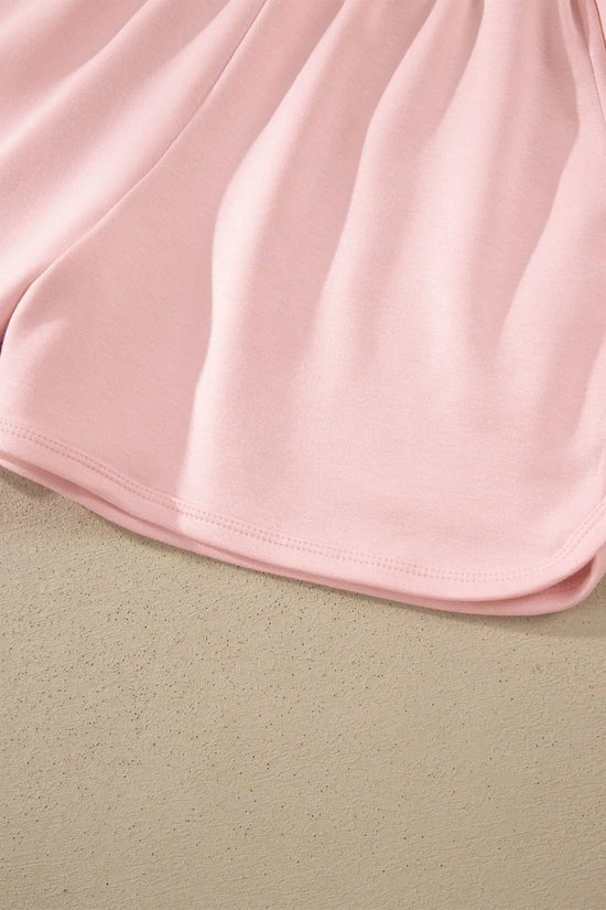 Exposed seam mock neck oversized tee shorts two piece set pockets outfit sets