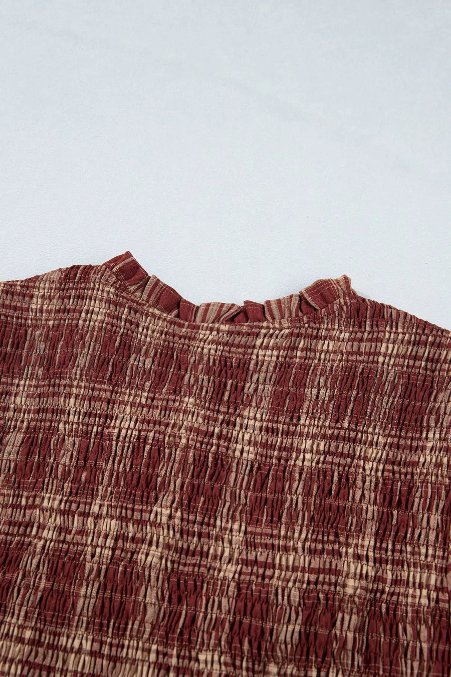 Red Vintage Plaid Knot Front Smocked Midi Dress