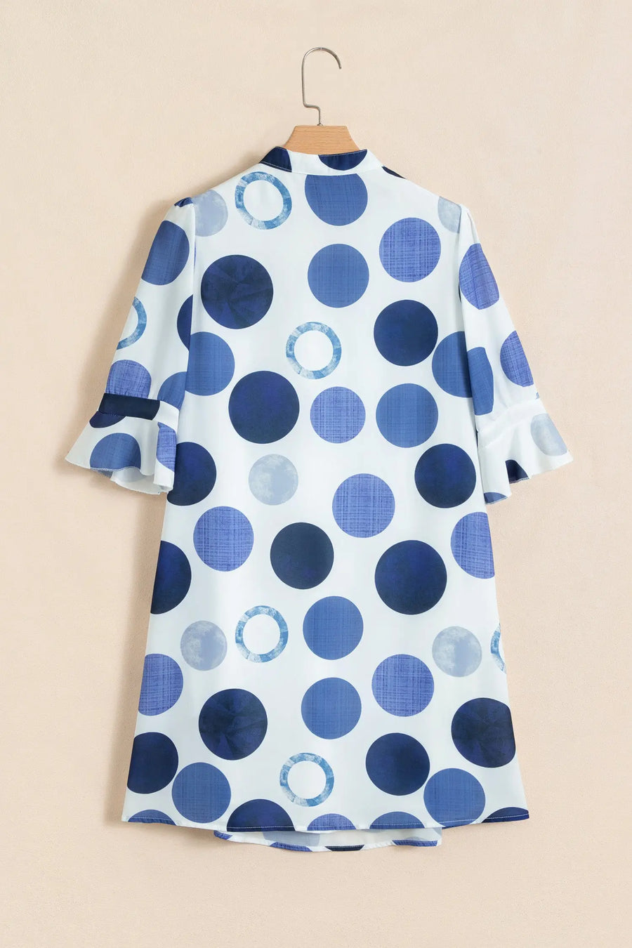 Polka Dot Flounced Half Sleeve Mini Dress Women UK