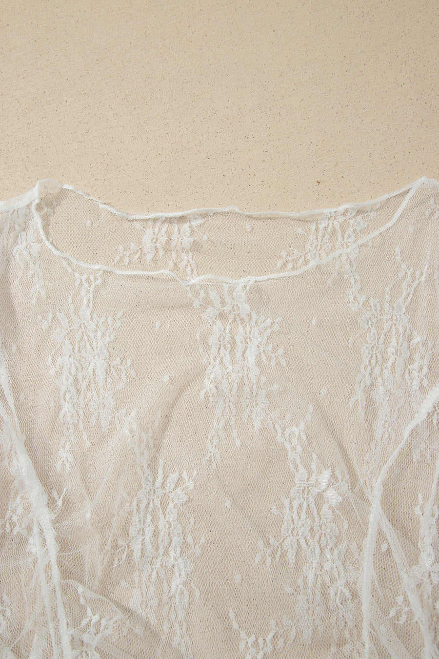 Exposed Seam Ruched Sheer Floral Mesh Top Women UK — styled flat lay | Fashionfitz UK
