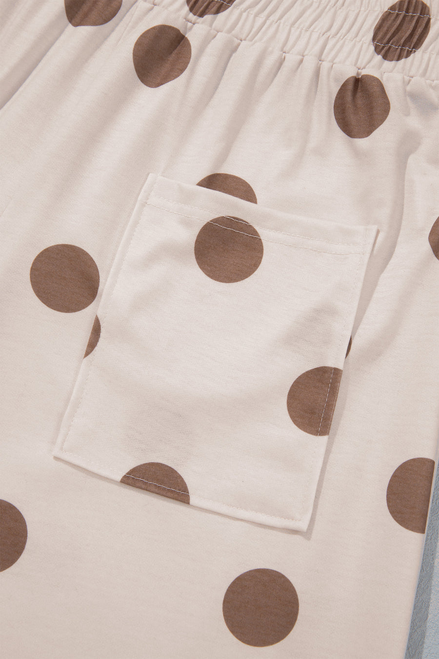 Brown Polka Dot Wide Leg Elastic Waist Casual Pants Women UK
