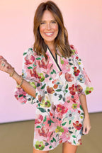 Floral Contrast Shift Dress