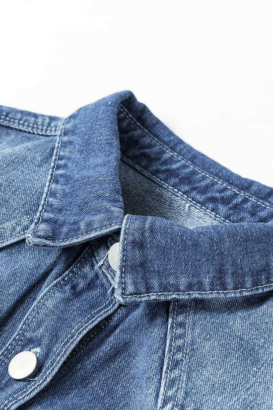 Light Wash Frayed Denim Duster