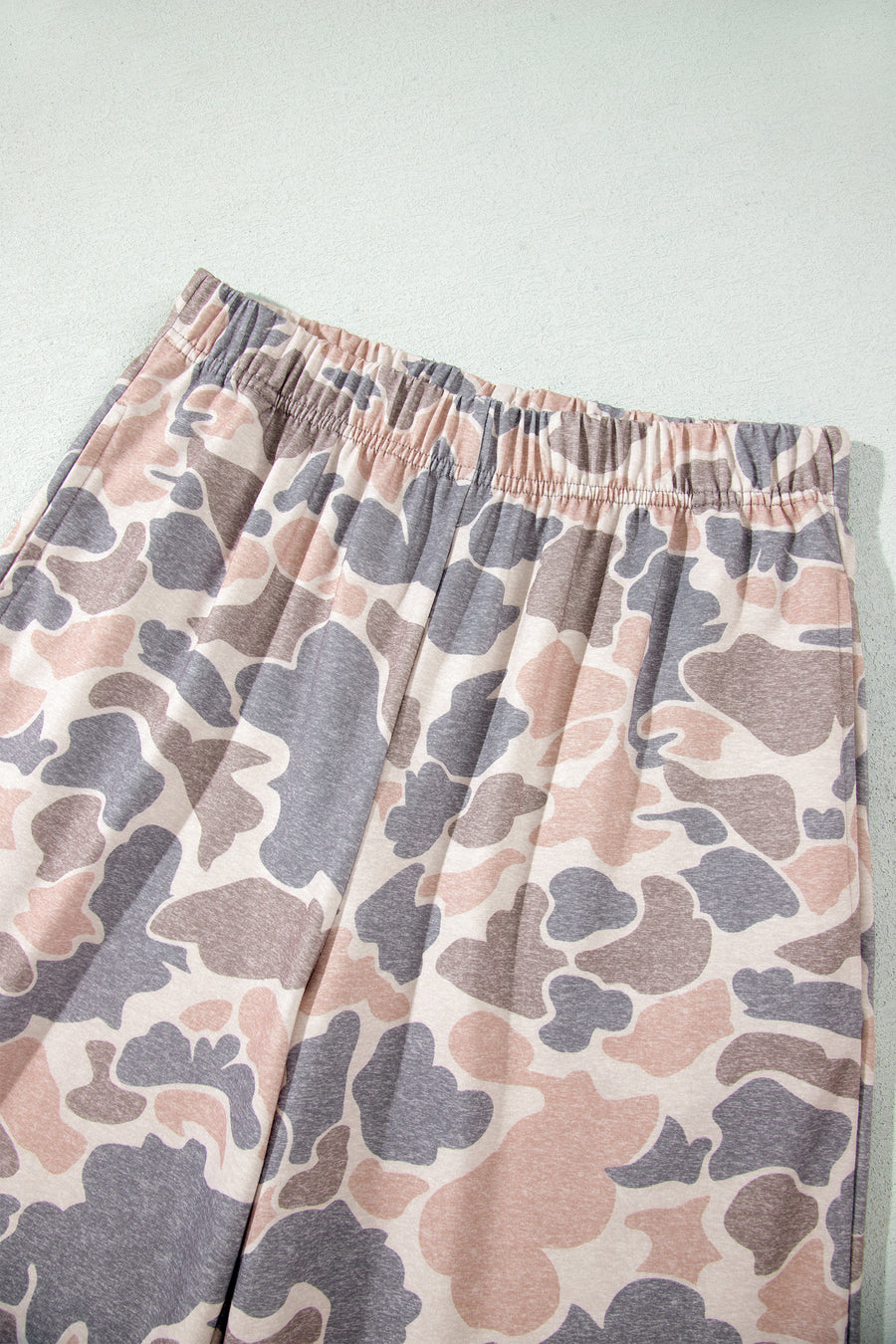 Camo Print Long Sleeve Top Wide Leg Pants Set Women UK