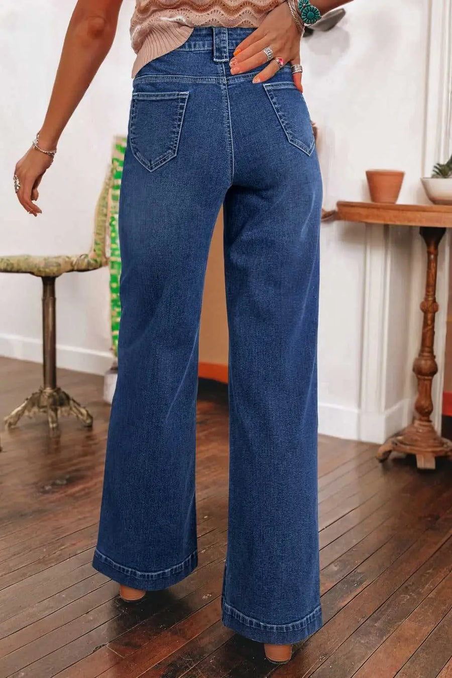Nautical breeze wide-cut jeans - high waist wide leg durable denim