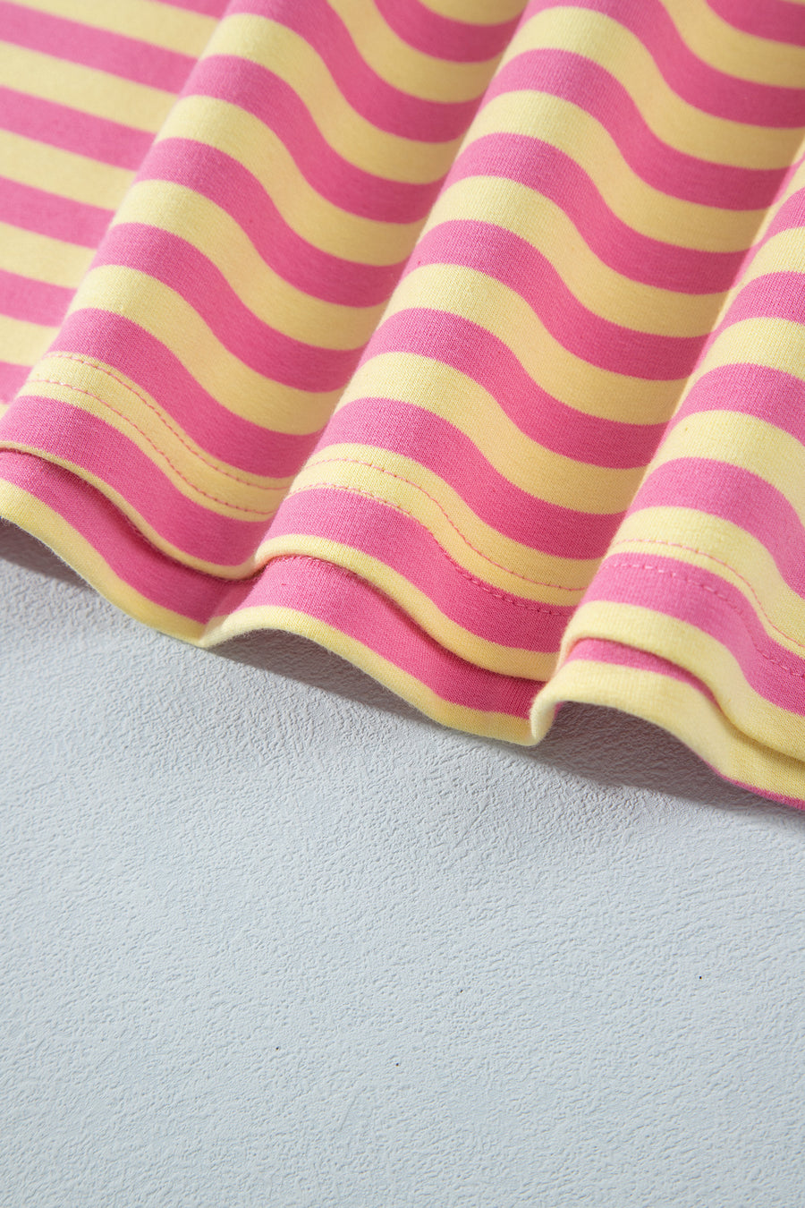 Pink Stripe Colourblock Crew Neck Tee & Drawstring Pant Set