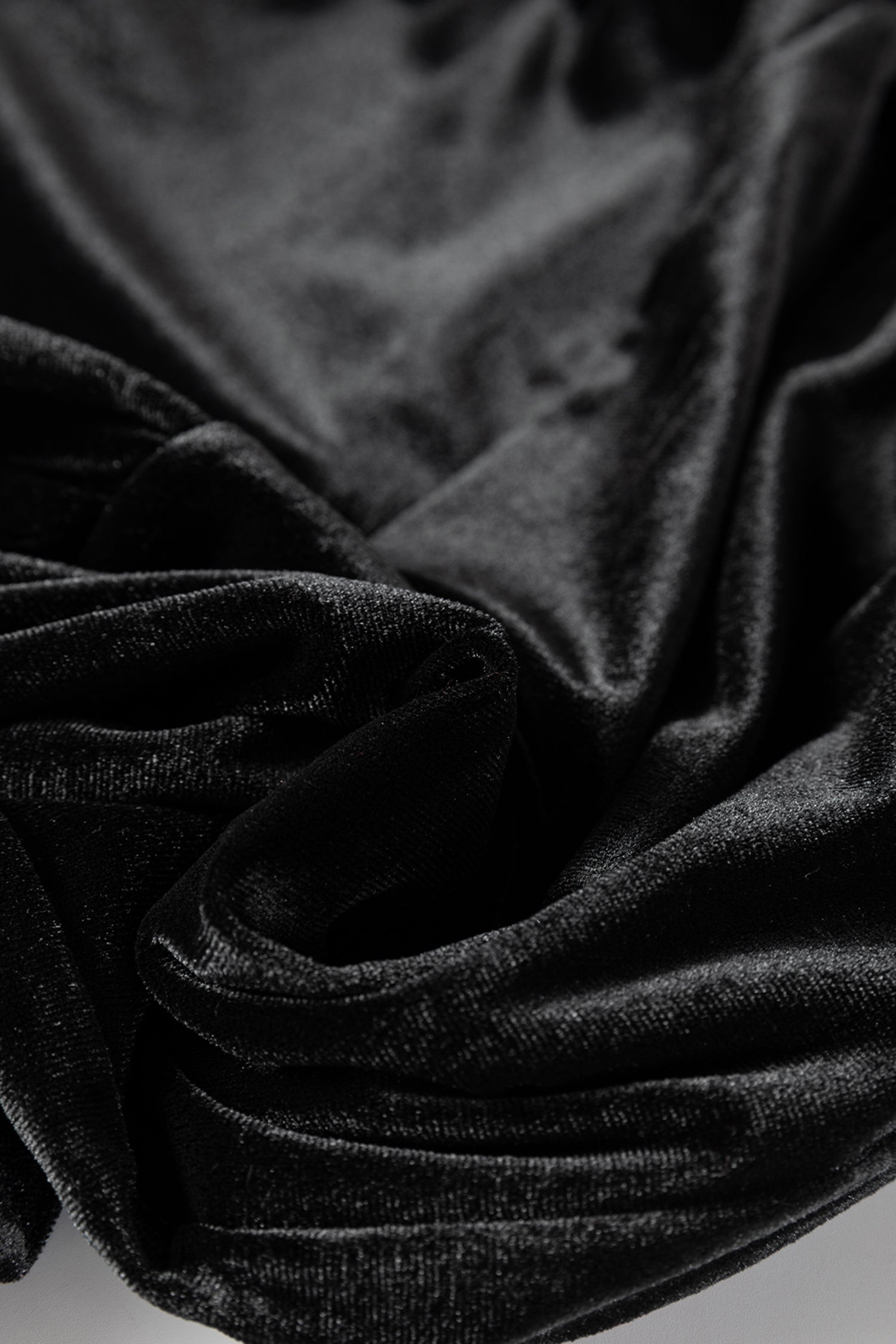 Black Velvet Straight‑Leg Drawstring Trousers