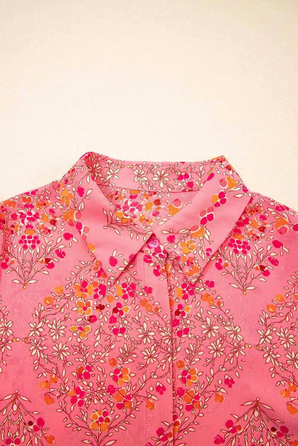 Rose Red Floral Loose Shirt - Fashionfitz