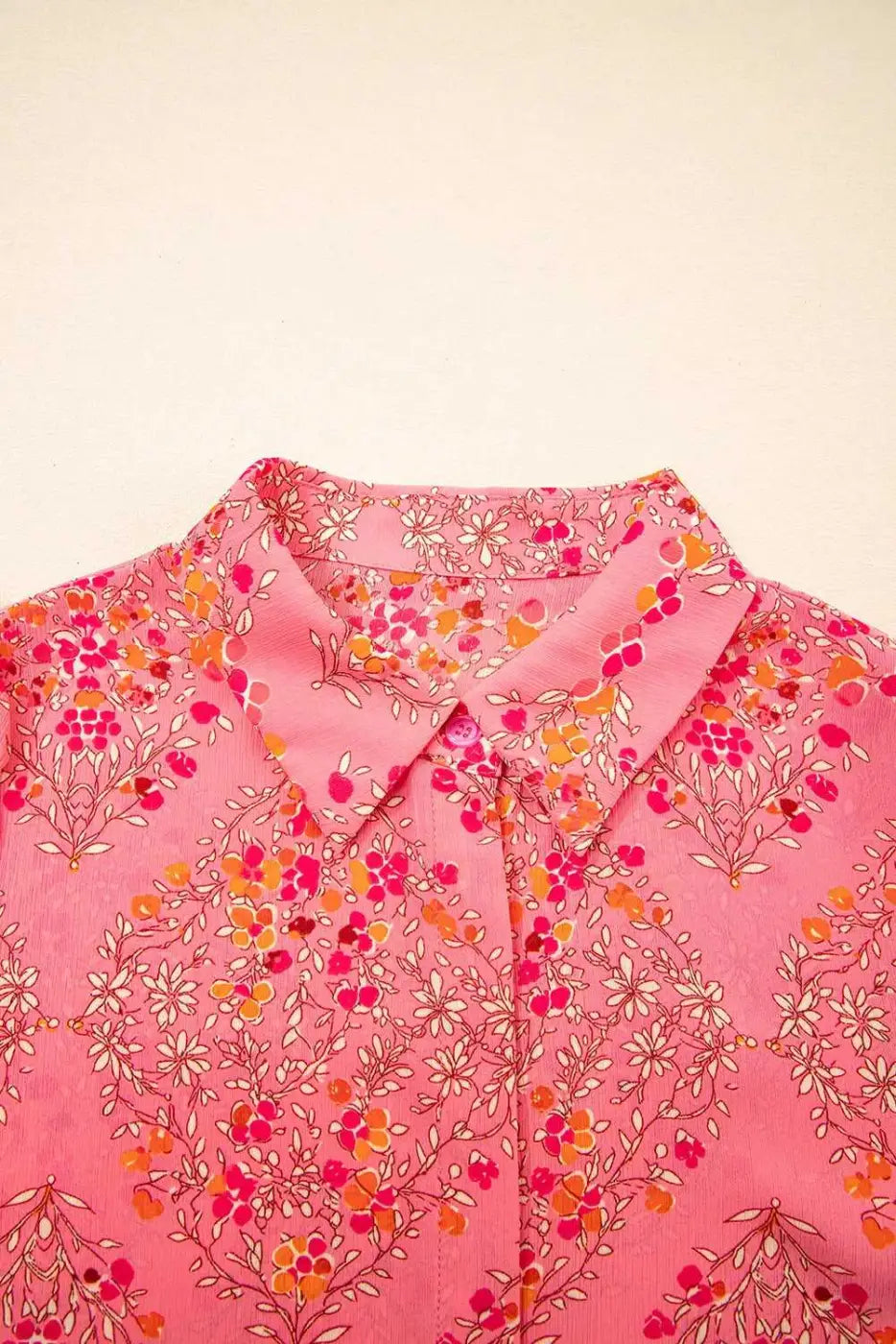 Rose Red Floral Loose Shirt - Fashionfitz