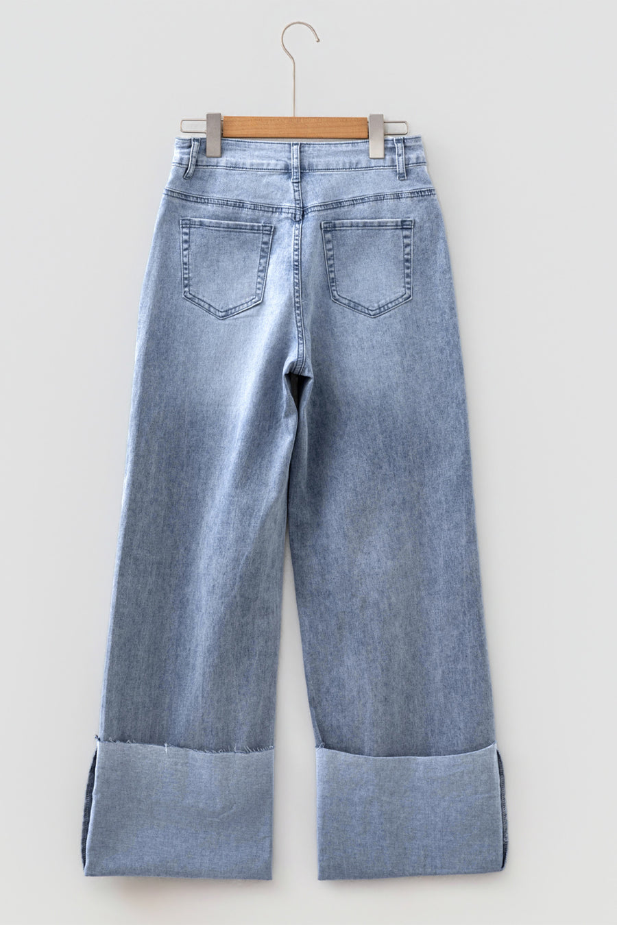 Turn-Up Cuff Wide-Leg Loose Jeans