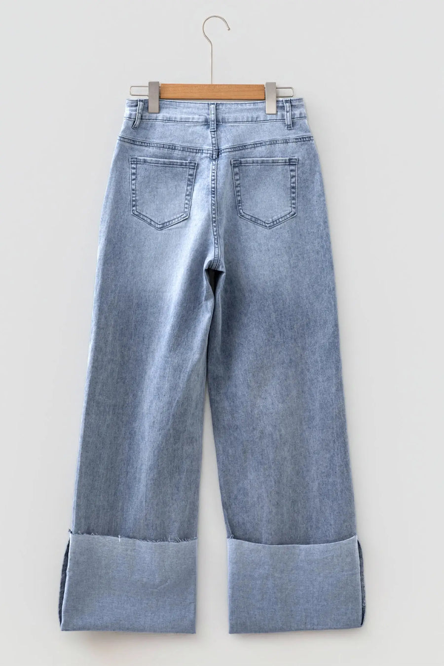 Turn-Up Cuff Wide-Leg Loose Jeans