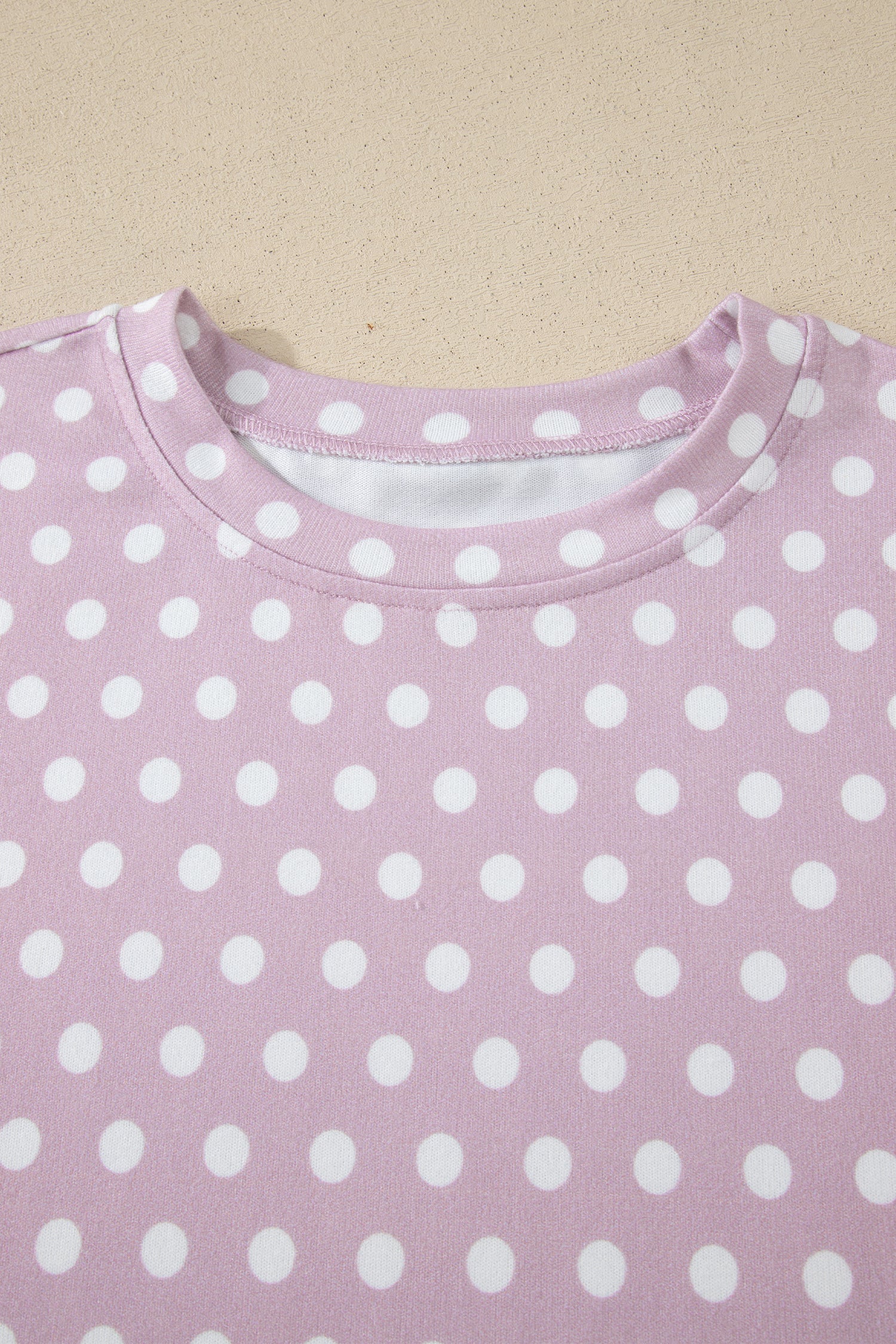 Polka Dot Print Round Neck Short Sleeve Top & Shorts Co-Ord Set
