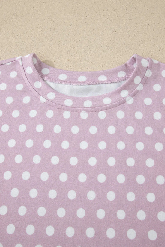 Polka dot print round neck short sleeve top & shorts co-ord set outfit sets