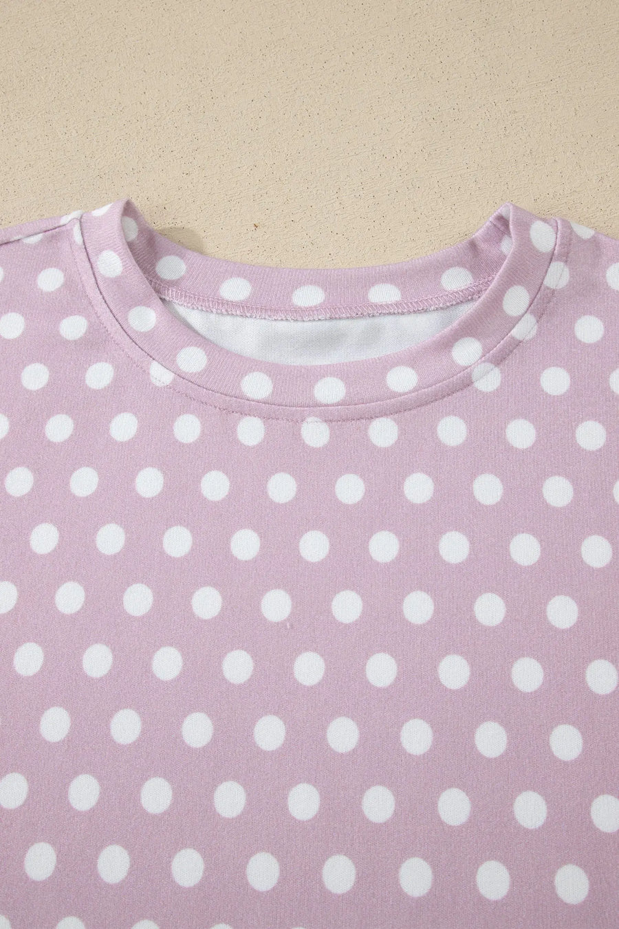Women's polka dot print short set flat lay casual summer