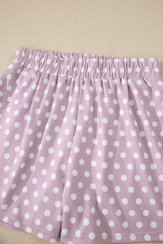 Polka Dot Print Round Neck Short Sleeve Top & Shorts Co-Ord Set