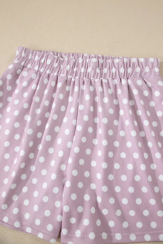 Polka dot print round neck short sleeve top & shorts co-ord set outfit sets