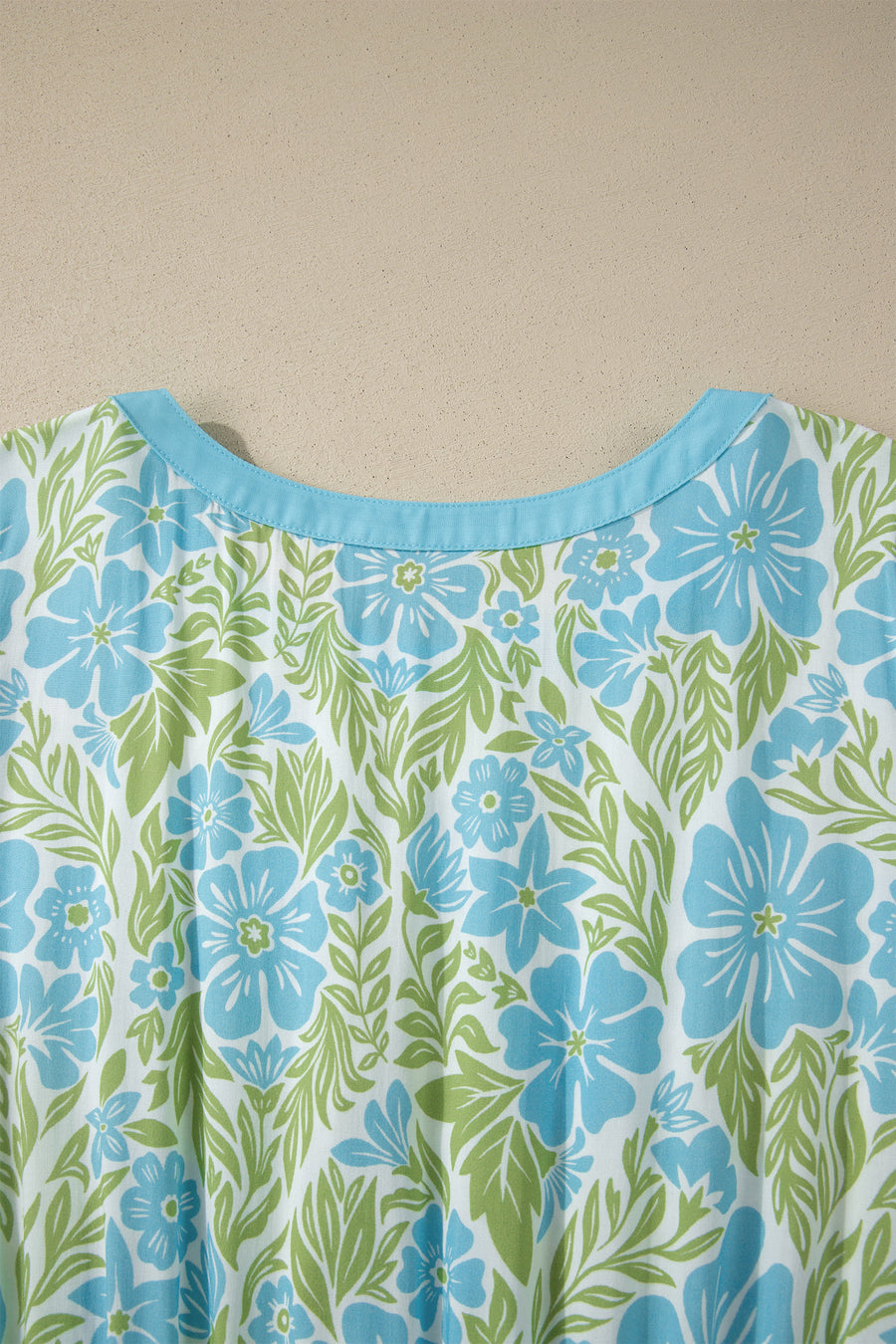 Sky Blue Floral High Waist Ruffle Short Sleeve Mini Dress Women UK