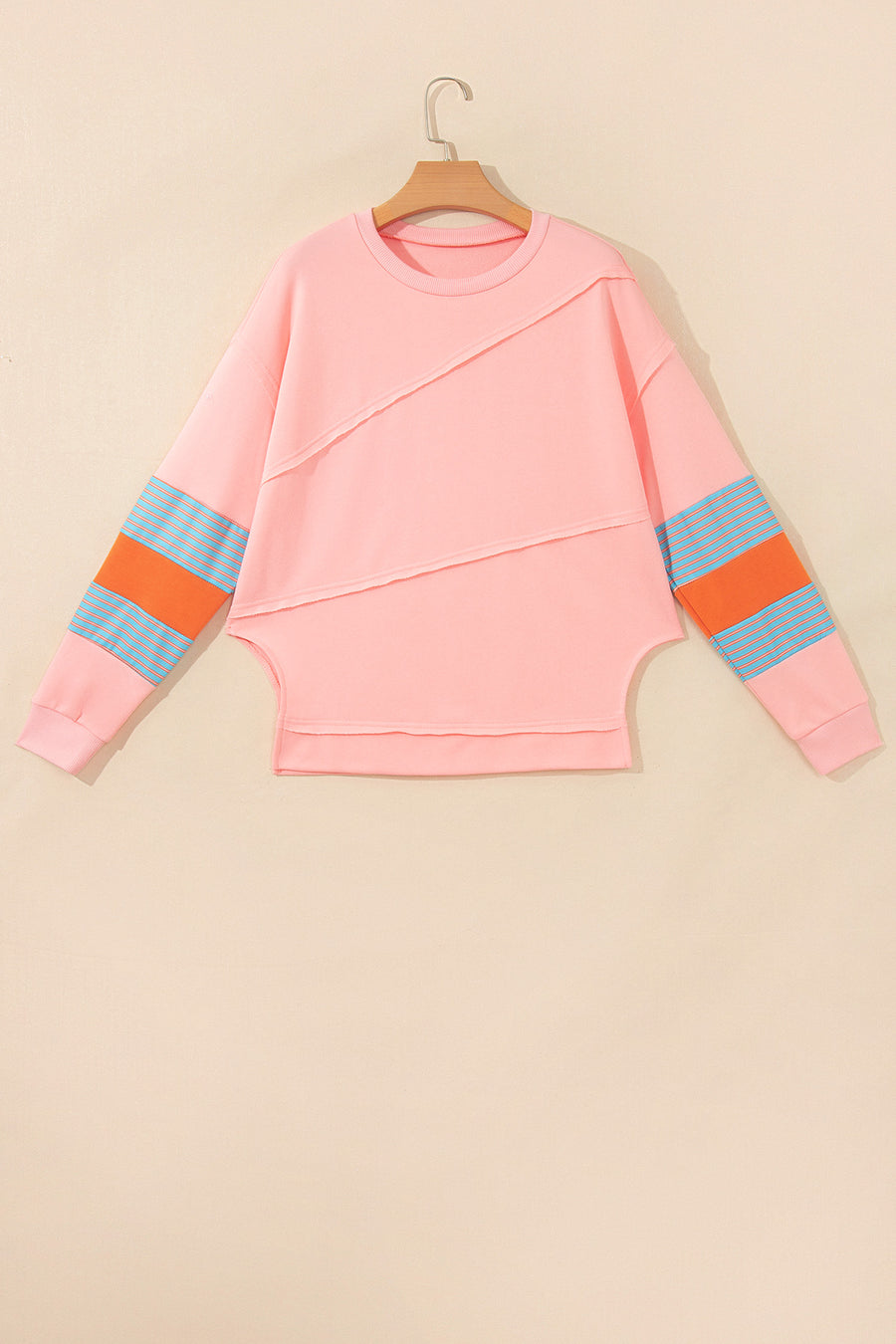 Colorblock Striped Patchwork Long Sleeve Blouse