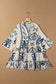 Tribal Print Bracelet Sleeve Buttoned Mini Dress - Fashionfitz