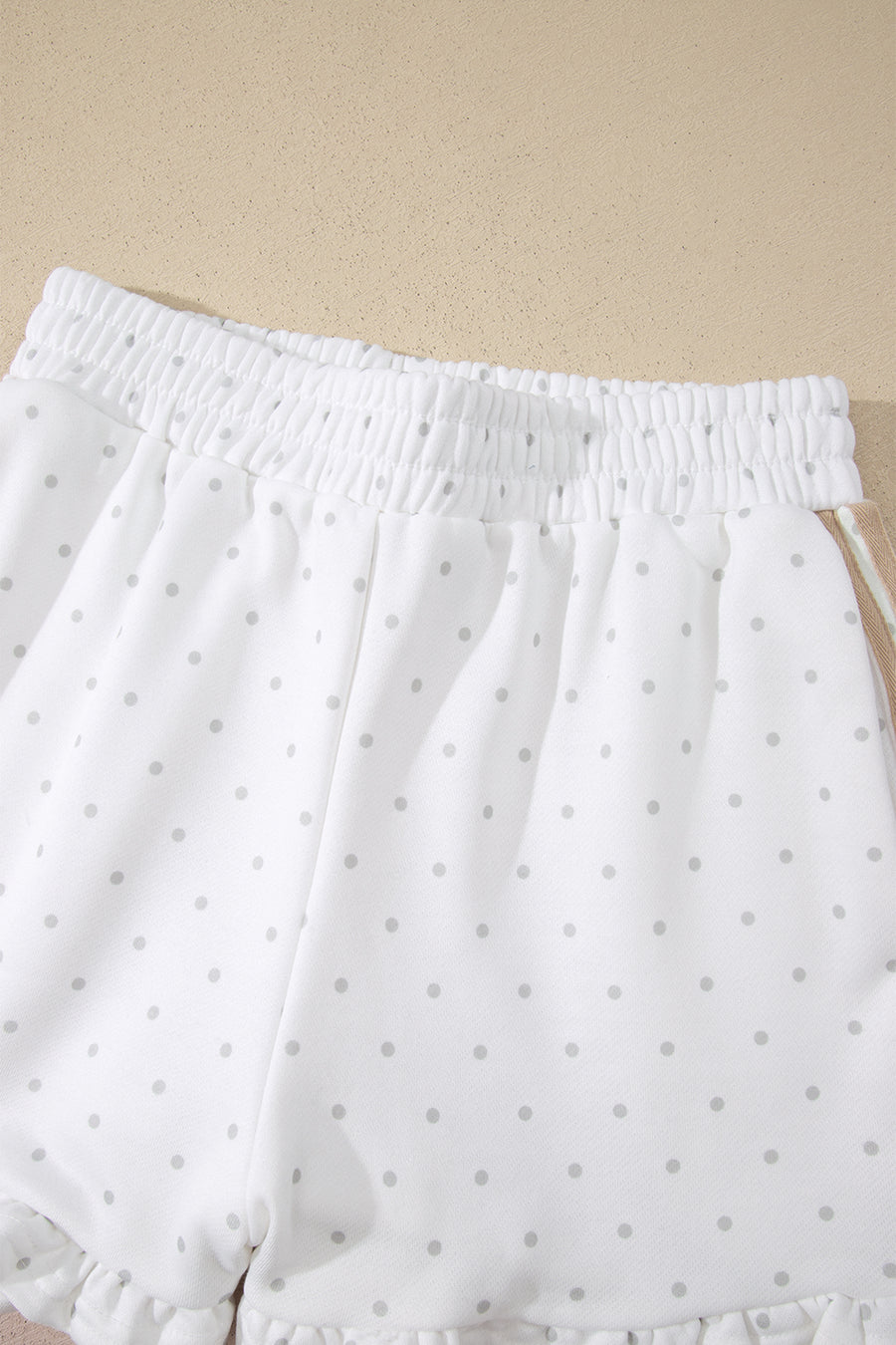 White Polka Dot Stripe Casual Sweatshirt & Shorts Set