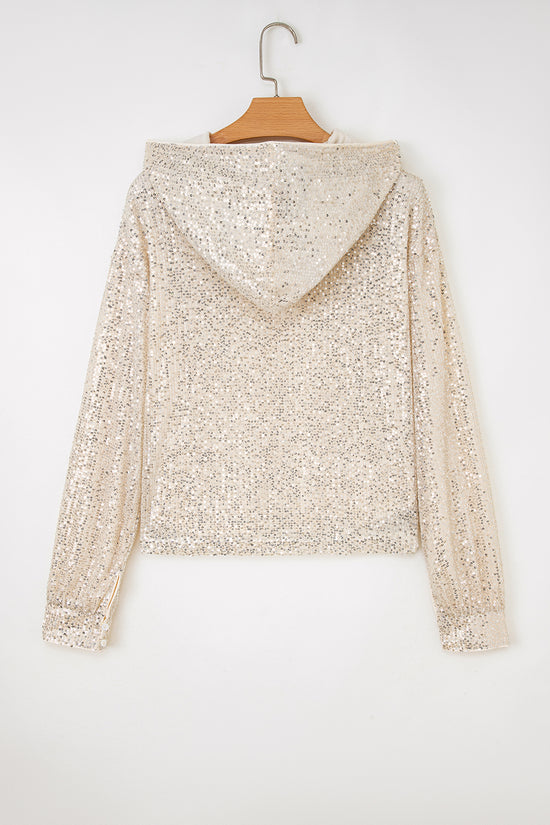 Apricot Sequin Hooded Top - Night Out