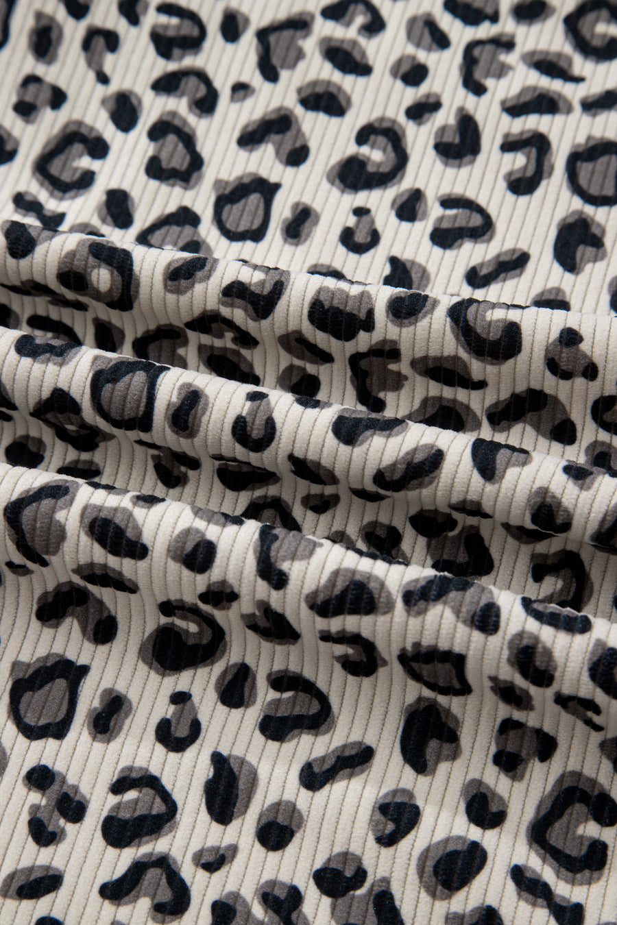 Brown Leopard Print Corduroy Half-Zip Jumper