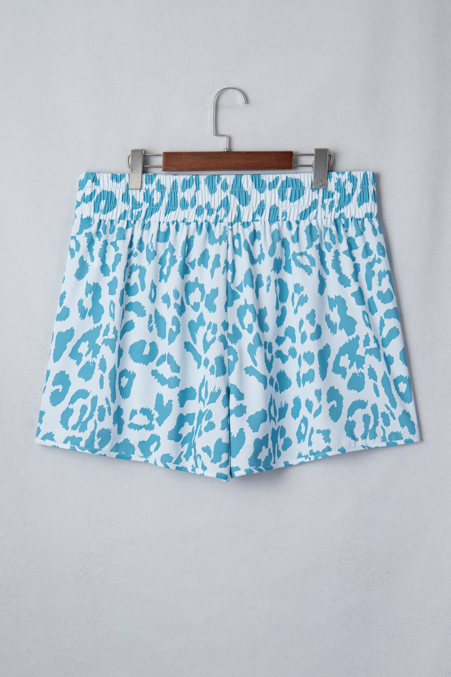 Plus Size Leopard Print Elastic High Waist Athletic Shorts — back view | Fashionfitz UK