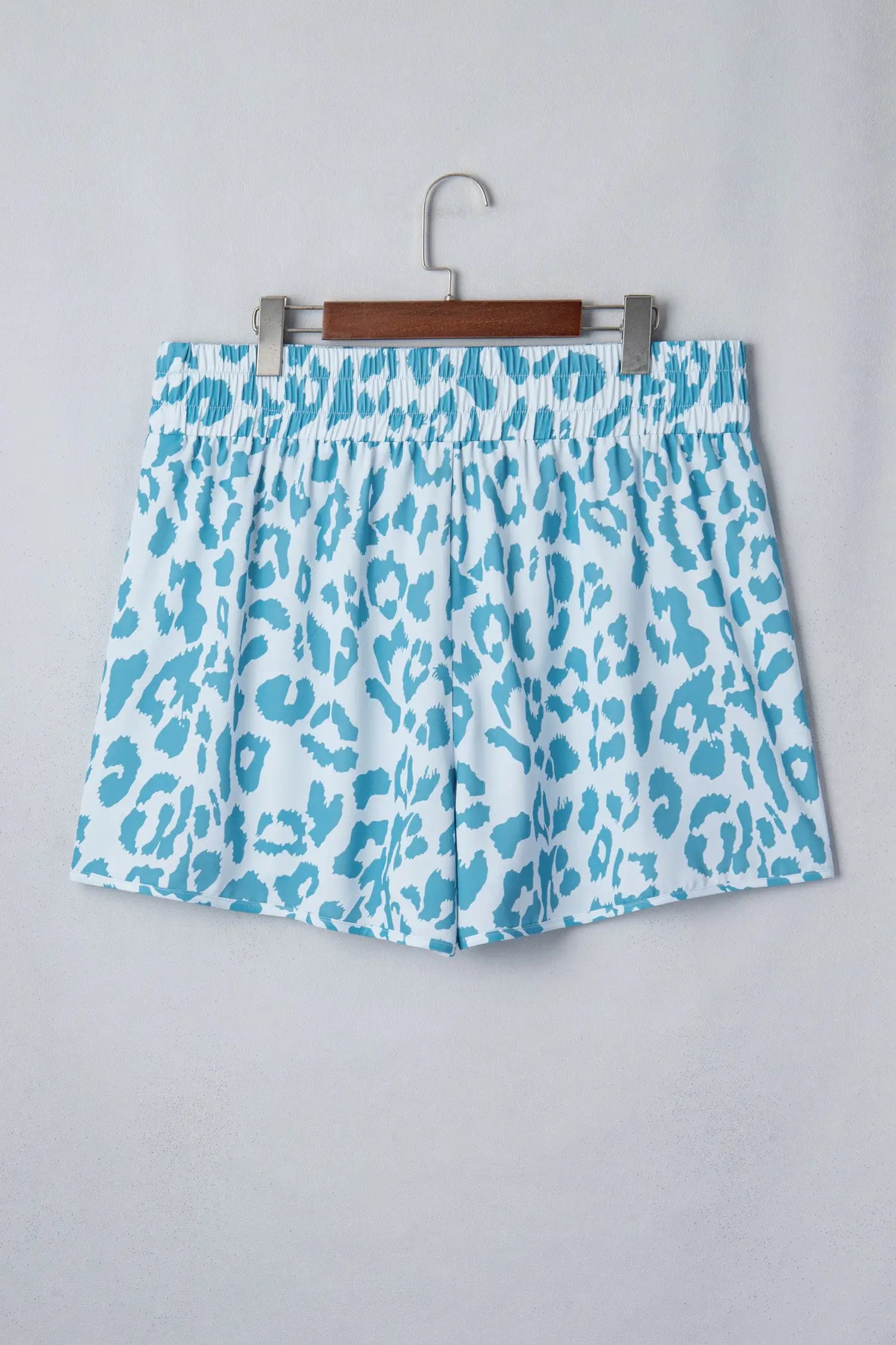 Beau blue plus size leopard elastic waist athletic shorts