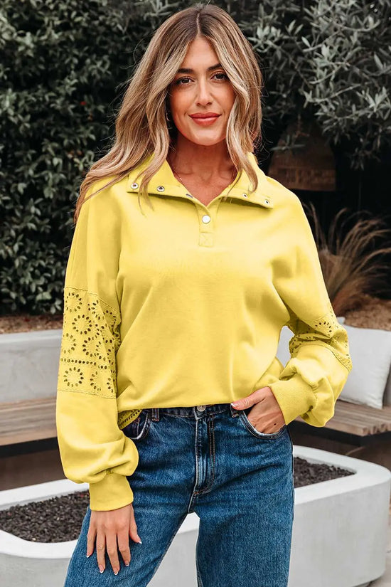 Embroidered flower snap sweatshirt sweatshirts